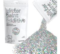 Hemway Glitter Paint Additive - Silver Holographic | 100g Extra Chunky Metallic Flakes for Adding Sparkle to Paints & Wood Varnish | Add to Emulsion, Acrylic & Latex for Indoor Sparkly Walls