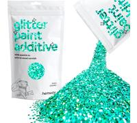 Hemway Glitter Paint Additive - Turquoise Blue Holographic | 100g Extra Chunky Flakes for Adding Sparkle to Paints & Wood Varnish | Add to Emulsion, Acrylic & Latex for Indoor Sparkly Walls
