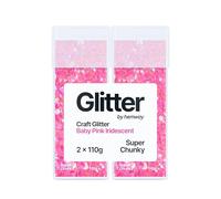 Hemway Glitter Shaker Baby Pink 110g x2 Pack Super Chunky, Craft Glitter Shakers for Resin & Epoxy Crafts, Christmas Art Supplies, Nail, Body, Face, Eye, Festival, Crafting, Slime, Sparkle
