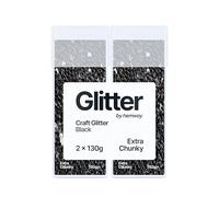 Hemway Glitter Shaker Black 110g x2 Pack Extra Chunky, Craft Glitter Shakers for Resin & Epoxy Crafts, Christmas Art Supplies, Nail, Body, Face, Eye, Festival, Crafting, Slime, Sparkle