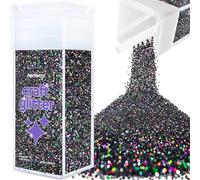 Hemway Glitter Shaker Black Holographic 110g Chunky, Craft Glitter Shaker for Resin & Epoxy Crafts, Christmas Art Supplies, Nail, Body, Face, Eye, Festival, Crafting, Slime, Sparkle