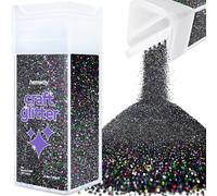 Hemway Glitter Shaker Black Holographic 110g Microfine, Craft Glitter Shaker for Resin & Epoxy Crafts, Christmas Art Supplies, Nail, Body, Face, Eye, Festival, Crafting, Slime, Sparkle