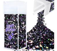 Hemway Glitter Shaker Black Holographic 110g Super Chunky, Craft Glitter Shaker for Resin & Epoxy Crafts, Christmas Art Supplies, Nail, Body, Face, Eye, Festival, Crafting, Slime, Sparkle