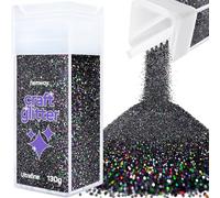 Hemway Glitter Shaker Black Holographic 110g Ultrafine, Craft Glitter Shaker for Resin & Epoxy Crafts, Christmas Art Supplies, Nail, Body, Face, Eye, Festival, Crafting, Slime, Sparkle