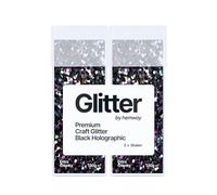 Hemway Glitter Shaker Black Holographic 110g x2 Pack Extra Chunky, Craft Glitter Shakers for Resin & Epoxy Crafts, Christmas Art Supplies, Nail, Body, Face, Eye, Festival, Crafting, Slime, Sparkle