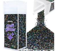Hemway Glitter Shaker Black Holographic 130g Extra Chunky, Craft Glitter Shaker for Resin & Epoxy Crafts, Christmas Art Supplies, Nail, Body, Face, Eye, Festival, Crafting, Slime, Sparkle