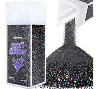 Hemway Glitter Shaker Black Holographic 130g Ultrafine, Craft Glitter Shaker for Resin & Epoxy Crafts, Christmas Art Supplies, Nail, Body, Face, Eye, Festival, Crafting, Slime, Sparkle