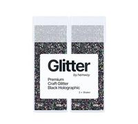 Hemway Glitter Shaker Black Holographic 130g x2 Pack Fine, Craft Glitter Shakers for Resin & Epoxy Crafts, Christmas Art Supplies, Nail, Body, Face, Eye, Festival, Crafting, Slime, Sparkle