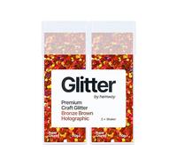 Hemway Glitter Shaker Bronze Brown Holographic 110g x2 Pack Super Chunky, Craft Glitter Shakers for Resin & Epoxy Crafts, Christmas Art Supplies, Nail, Body, Face, Festival, Crafting, Slime, Sparkle