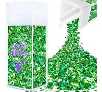 Hemway Glitter Shaker Emerald Green Holographic 110g Super Chunky, Craft Glitter Shaker for Resin & Epoxy Crafts, Christmas Art Supplies, Nail, Body, Face, Eye, Festival, Crafting, Slime, Sparkle