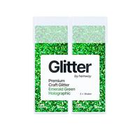 Hemway Glitter Shaker Emerald Green Holographic 130g x2 Pack Extra Chunky, Craft Glitter Shakers for Resin & Epoxy Crafts, Christmas Art Supplies, Nail, Body, Face, Festival, Crafting, Slime, Sparkle