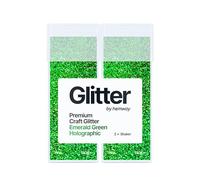 Hemway Glitter Shaker Emerald Green Holographic 130g x2 Pack Fine, Craft Glitter Shakers for Resin & Epoxy Crafts, Christmas Art Supplies, Nail, Body, Face, Eye, Festival, Crafting, Slime, Sparkle