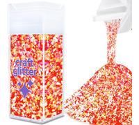Hemway Glitter Shaker Fluorescent Peach 110g Extra Chunky, Craft Glitter Shaker for Resin & Epoxy Crafts, Christmas Art Supplies, Nail, Body, Face, Eye, Festival, Crafting, Slime, Sparkle