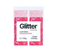 Hemway Glitter Shaker Fluorescent Pink 110g x2 Pack Super Chunky, Craft Glitter Shakers for Resin & Epoxy Crafts, Christmas Art Supplies, Nail, Body, Face, Eye, Festival, Crafting, Slime, Sparkle