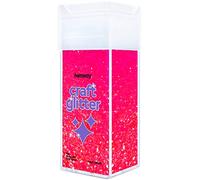 Hemway Glitter Shaker Fluorescent Pink 130g Chunky, Craft Glitter Shaker for Resin & Epoxy Crafts, Christmas Art Supplies, Nail, Body, Face, Eye, Festival, Crafting, Slime, Sparkle