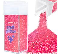 Hemway Glitter Shaker Fluorescent Pink 130g Fine, Craft Glitter Shaker for Resin & Epoxy Crafts, Christmas Art Supplies, Nail, Body, Face, Eye, Festival, Crafting, Slime, Sparkle