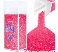 Hemway Glitter Shaker Fluorescent Pink 130g Microfine, Craft Glitter Shaker for Resin & Epoxy Crafts, Christmas Art Supplies, Nail, Body, Face, Eye, Festival, Crafting, Slime, Sparkle