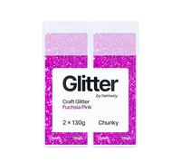 Hemway Glitter Shaker Fuchsia Pink 110g x2 Pack Chunky, Craft Glitter Shakers for Resin & Epoxy Crafts, Christmas Art Supplies, Nail, Body, Face, Eye, Festival, Crafting, Slime, Sparkle