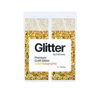 Hemway Glitter Shaker Gold Holographic 110g x2 Pack Extra Chunky, Craft Glitter Shakers for Resin & Epoxy Crafts, Christmas Art Supplies, Nail, Body, Face, Eye, Festival, Crafting, Slime, Sparkle