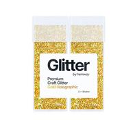 Hemway Glitter Shaker Gold Holographic 110g x2 Pack Fine, Craft Glitter Shakers for Resin & Epoxy Crafts, Christmas Art Supplies, Nail, Body, Face, Eye, Festival, Crafting, Slime, Sparkle