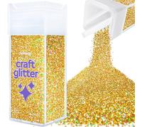 Hemway Glitter Shaker Gold Holographic 130g Fine, Craft Glitter Shaker for Resin & Epoxy Crafts, Christmas Art Supplies, Nail, Body, Face, Eye, Festival, Crafting, Slime, Sparkle