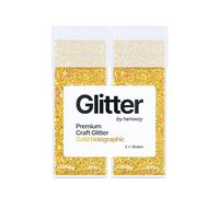 Hemway Glitter Shaker Gold Holographic 130g x2 Pack Ultrafine, Craft Glitter Shakers for Resin & Epoxy Crafts, Christmas Art Supplies, Nail, Body, Face, Eye, Festival, Crafting, Slime, Sparkle