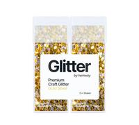 Hemway Glitter Shaker Gold Silver 110g x2 Pack Extra Chunky, Craft Glitter Shakers for Resin & Epoxy Crafts, Christmas Art Supplies, Nail, Body, Face, Eye, Festival, Crafting, Slime, Sparkle
