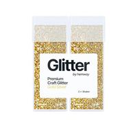 Hemway Glitter Shaker Gold Silver 110g x2 Pack Ultrafine, Craft Glitter Shakers for Resin & Epoxy Crafts, Christmas Art Supplies, Nail, Body, Face, Eye, Festival, Crafting, Slime, Sparkle