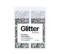 Hemway Glitter Shaker Gun Metal Grey Holographic 110g x2 Pack Extra Chunky, Craft Glitter Shakers for Resin & Epoxy Crafts, Christmas Art Supplies, Nail, Body, Face, Festival, Crafting, Slime, Sparkle