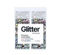 Hemway Glitter Shaker Gun Metal Grey Holographic 110g x2 Pack Super Chunky, Craft Glitter Shakers for Resin & Epoxy Crafts, Christmas Art Supplies, Nail, Body, Face, Festival, Crafting, Slime, Sparkle