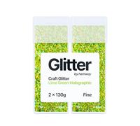 Hemway Glitter Shaker Lime Green Holographic 130g x2 Pack Fine, Craft Glitter Shakers for Resin & Epoxy Crafts, Christmas Art Supplies, Nail, Body, Face, Eye, Festival, Crafting, Slime, Sparkle