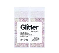 Hemway Glitter Shaker Mother of Pearl Iridescent 110g x2 Pack Extra Chunky, Craft Glitter Shakers for Resin & Epoxy Crafts, Christmas Art Supplies, Nail, Body, Face, Festival, Crafting, Slime, Sparkle