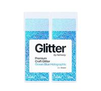Hemway Glitter Shaker Ocean Blue Holographic 110g x2 Pack Ultrafine, Craft Glitter Shakers for Resin & Epoxy Crafts, Christmas Art Supplies, Nail, Body, Face, Eye, Festival, Crafting, Slime, Sparkle