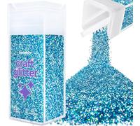 Hemway Glitter Shaker Ocean Blue Holographic 130g Fine, Craft Glitter Shaker for Resin & Epoxy Crafts, Christmas Art Supplies, Nail, Body, Face, Eye, Festival, Crafting, Slime, Sparkle