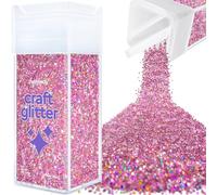 Hemway Glitter Shaker Pink Holographic 130g Fine, Craft Glitter Shaker for Resin & Epoxy Crafts, Christmas Art Supplies, Nail, Body, Face, Eye, Festival, Crafting, Slime, Sparkle