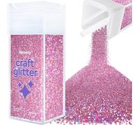 Hemway Glitter Shaker Pink Holographic 130g Microfine, Craft Glitter Shaker for Resin & Epoxy Crafts, Christmas Art Supplies, Nail, Body, Face, Eye, Festival, Crafting, Slime, Sparkle