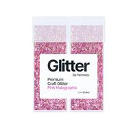 Hemway Glitter Shaker Pink Holographic 130g x2 Pack Fine, Craft Glitter Shakers for Resin & Epoxy Crafts, Christmas Art Supplies, Nail, Body, Face, Eye, Festival, Crafting, Slime, Sparkle