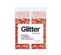 Hemway Glitter Shaker Red Holographic 110g x2 Pack Extra Chunky, Craft Glitter Shakers for Resin & Epoxy Crafts, Christmas Art Supplies, Nail, Body, Face, Eye, Festival, Crafting, Slime, Sparkle