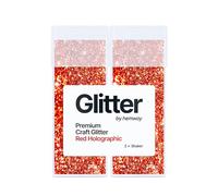 Hemway Glitter Shaker Red Holographic 110g x2 Pack Fine, Craft Glitter Shakers for Resin & Epoxy Crafts, Christmas Art Supplies, Nail, Body, Face, Eye, Festival, Crafting, Slime, Sparkle