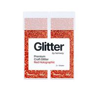 Hemway Glitter Shaker Red Holographic 110g x2 Pack Ultrafine, Craft Glitter Shakers for Resin & Epoxy Crafts, Christmas Art Supplies, Nail, Body, Face, Eye, Festival, Crafting, Slime, Sparkle