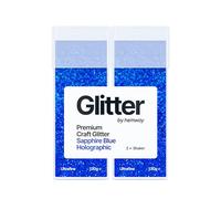 Hemway Glitter Shaker Sapphire Blue Holographic 110g x2 Pack Ultrafine, Craft Glitter Shakers for Resin & Epoxy Crafts, Christmas Art Supplies, Nail, Body, Face, Festival, Crafting, Slime, Sparkle