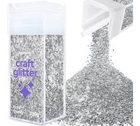 Hemway Glitter Shaker Silver 110g Extra Chunky, Craft Glitter Shaker for Resin & Epoxy Crafts, Christmas Art Supplies, Nail, Body, Face, Eye, Festival, Crafting, Slime, Sparkle
