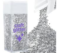 Hemway Glitter Shaker Silver 110g Super Chunky, Craft Glitter Shaker for Resin & Epoxy Crafts, Christmas Art Supplies, Nail, Body, Face, Eye, Festival, Crafting, Slime, Sparkle