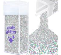 Hemway Glitter Shaker Silver Holographic 110g Chunky, Craft Glitter Shaker for Resin & Epoxy Crafts, Christmas Art Supplies, Nail, Body, Face, Eye, Festival, Crafting, Slime, Sparkle