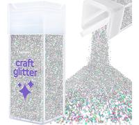 Hemway Glitter Shaker Silver Holographic 110g Fine, Craft Glitter Shaker for Resin & Epoxy Crafts, Christmas Art Supplies, Nail, Body, Face, Eye, Festival, Crafting, Slime, Sparkle