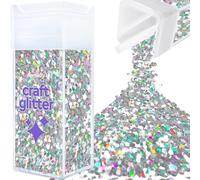 Hemway Glitter Shaker Silver Holographic 110g Super Chunky, Craft Glitter Shaker for Resin & Epoxy Crafts, Christmas Art Supplies, Nail, Body, Face, Eye, Festival, Crafting, Slime, Sparkle