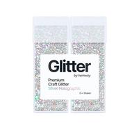 Hemway Glitter Shaker Silver Holographic 110g x2 Pack Fine, Craft Glitter Shakers for Resin & Epoxy Crafts, Christmas Art Supplies, Nail, Body, Face, Eye, Festival, Crafting, Slime, Sparkle