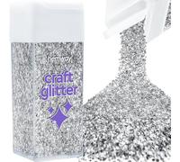 Hemway Glitter Shaker Silver Stars 80g Shaped, Craft Glitter Shaker for Resin & Epoxy Crafts, Christmas Art Supplies, Nail, Body, Face, Eye, Festival, Crafting, Slime, Sparkle