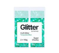 Hemway Glitter Shaker Turquoise Blue 110g x2 Pack Super Chunky, Craft Glitter Shakers for Resin & Epoxy Crafts, Christmas Art Supplies, Nail, Body, Face, Eye, Festival, Crafting, Slime, Sparkle