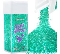 Hemway Glitter Shaker Turquoise Blue 130g Extra Chunky, Craft Glitter Shaker for Resin & Epoxy Crafts, Christmas Art Supplies, Nail, Body, Face, Eye, Festival, Crafting, Slime, Sparkle